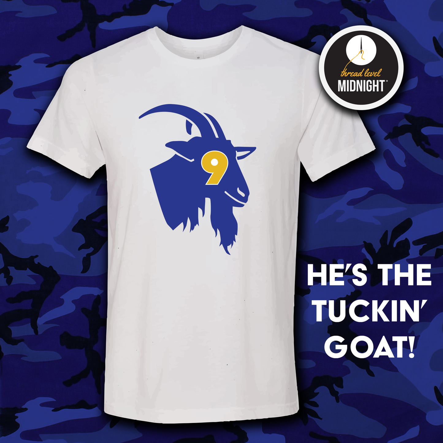 2021 Season Collection: Tuckin' GOAT Tee (Black/White/Grey)