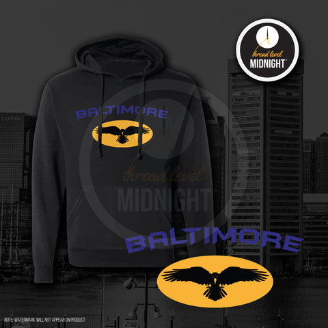 2021 Season Collection: Baltimore Batman Style Hoodie (Black/Storm/Tailgate)