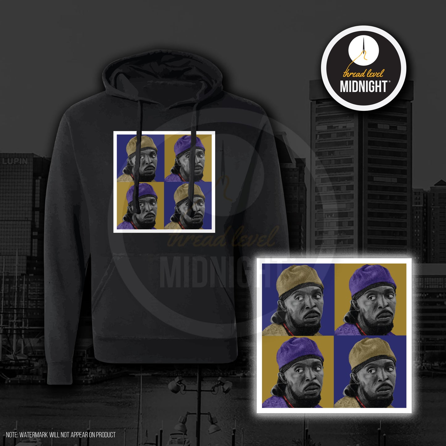 Tribute to Omar Collection: OMAR Collage - Ravens Colors Hoodie (Black/Storm/Tailgate)