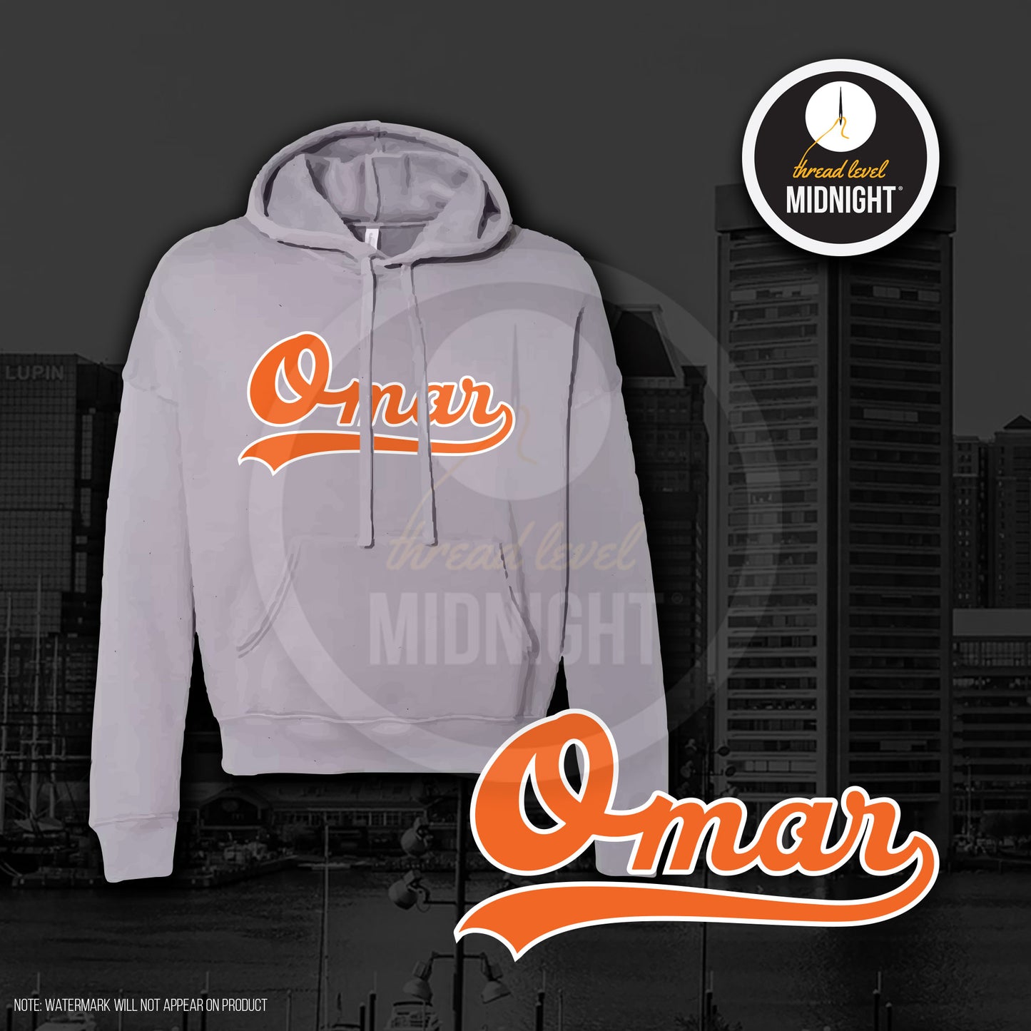 Tribute to Omar Collection: Omar Orioles Style Hoodie (Black/Storm/Tailgate)