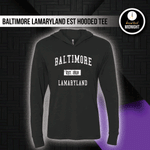Baltimore Lamaryland Est 2018 - Vintage Black Hooded Long-sleeved Triblend Tee