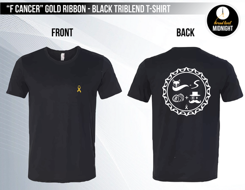 F Cancer Puzzle Gold Ribbon Variant- Fundraiser Tri-Blend Tee