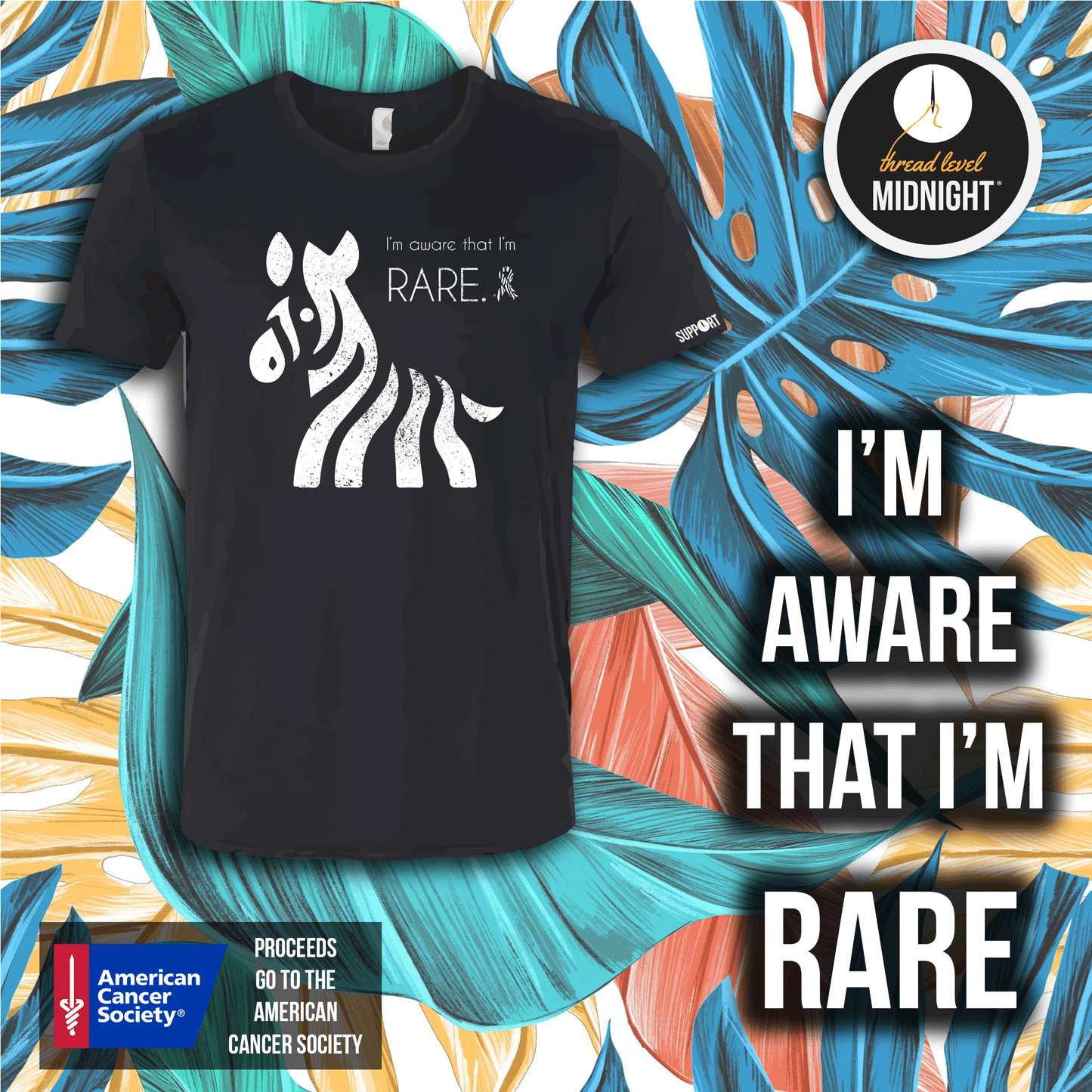 I'm Aware that I'm Rare - American Cancer Society - Black Tee