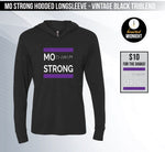 Mo Strong - Vintage Black Hooded Long-sleeved Triblend Tee