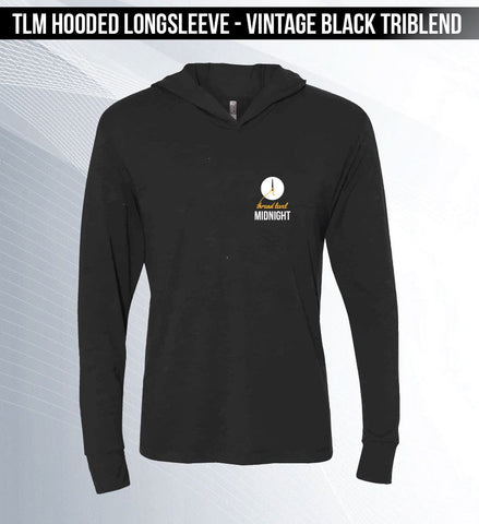 TLM Pocket - Vintage Black Hooded Long-sleeved Triblend Tee